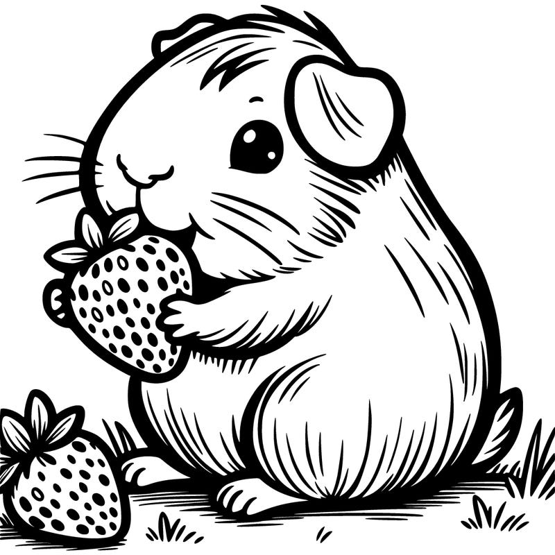 guinea pig eating a strawberry