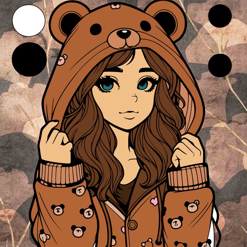 realistic girl in a animal pjs hoodie