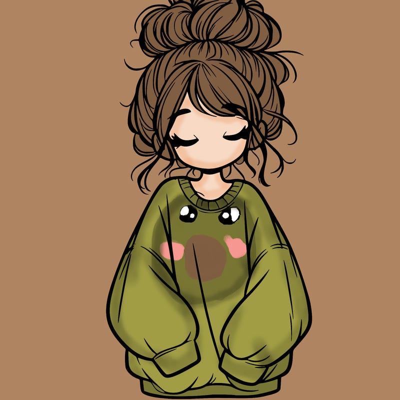 girl with baggy sweatshirt and messy bun