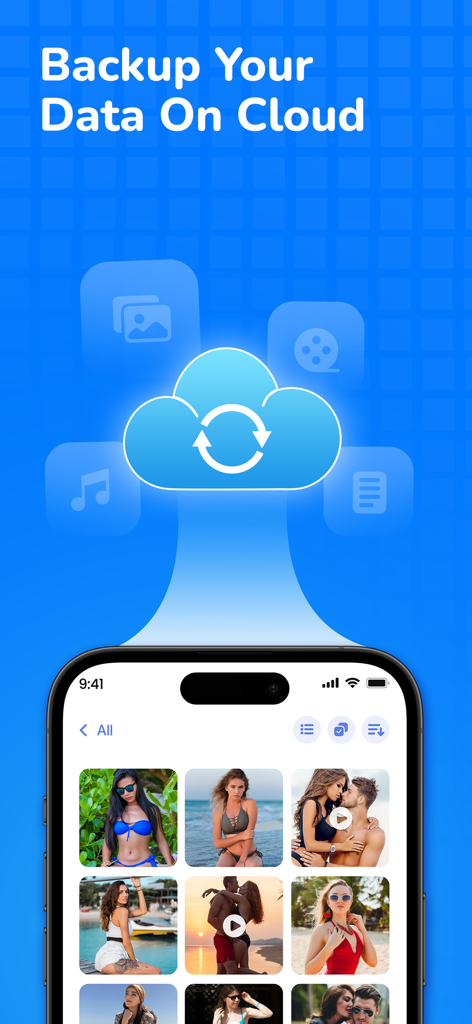 Locksy: Photo Vault & Lock - Locksy app interface showing cloud backup feature for private photos and videos