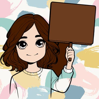 realistic girl holding up a sign