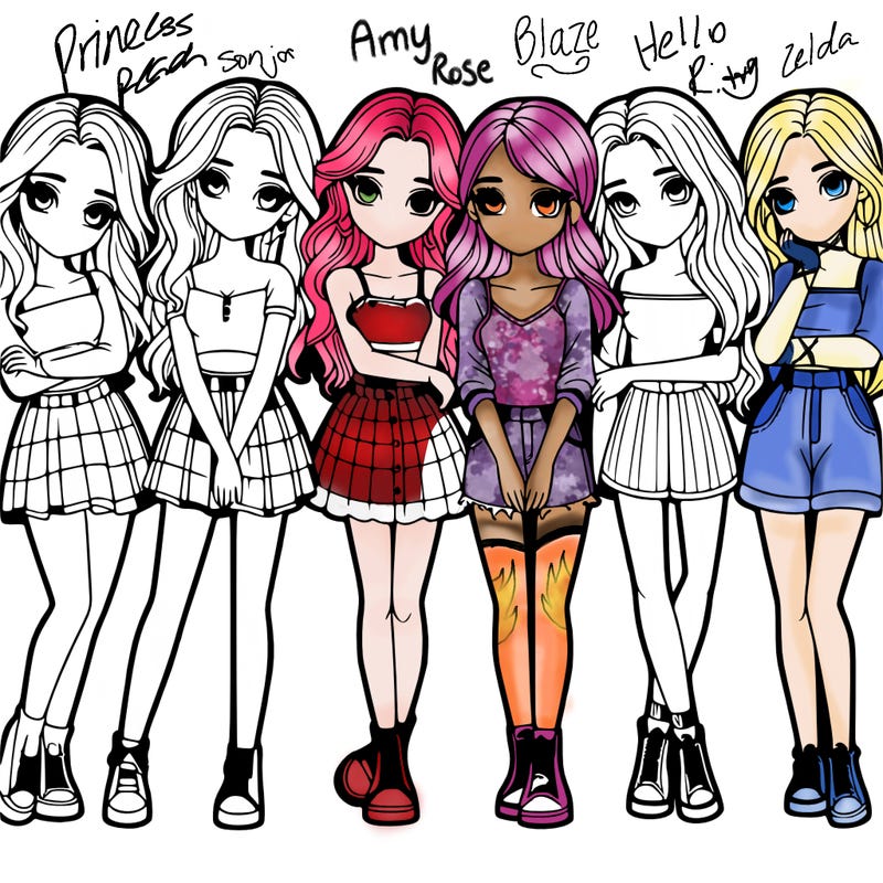 a group of girls realistic