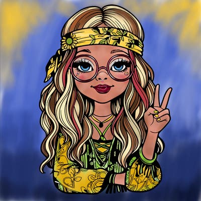 hippie girl realistic