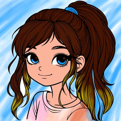 realistic girl with ponytail