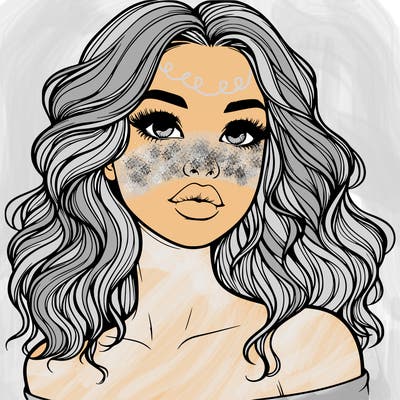 realistic girl with wavy hair and lips
