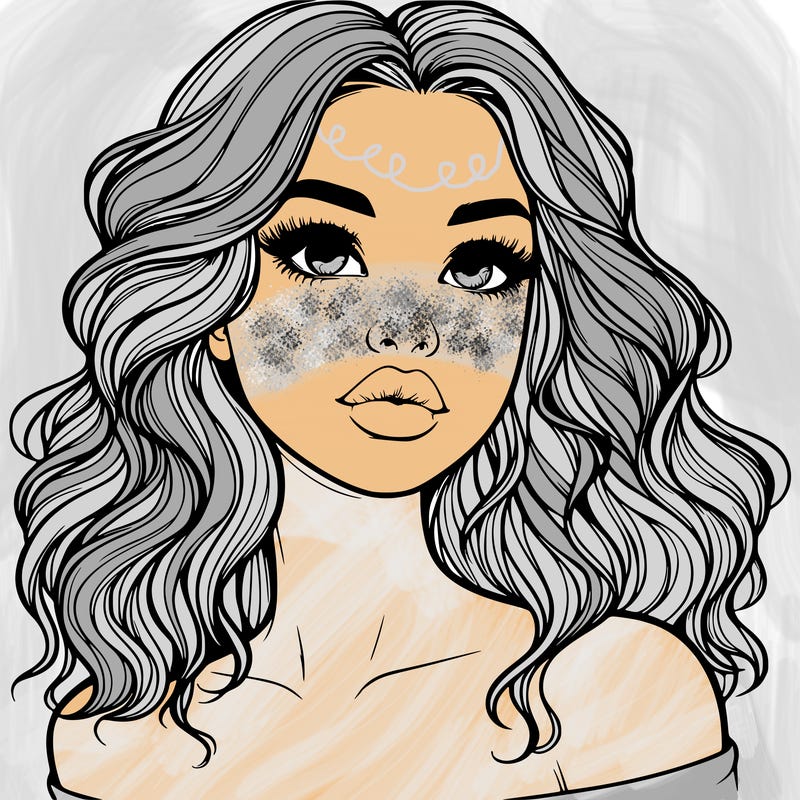 realistic girl with wavy hair and lips