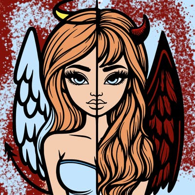 realistic angel half devil