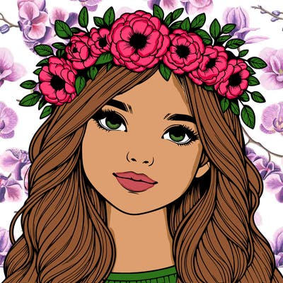 realistic girl with flower crown