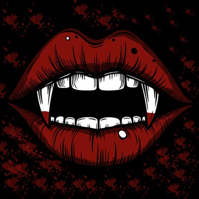 lips with vampire teeth