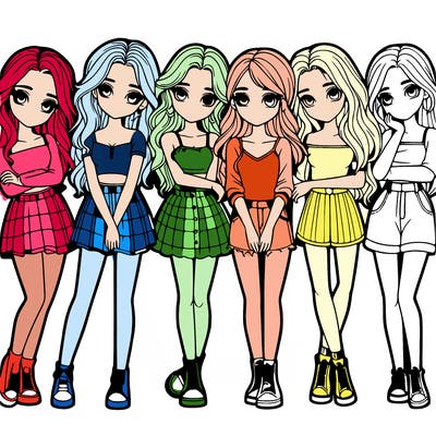 a group of girls realistic