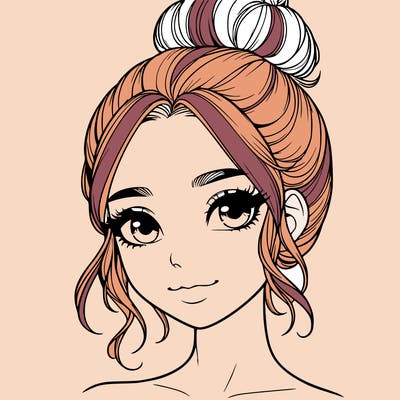 realistic pretty girl with hair in bun