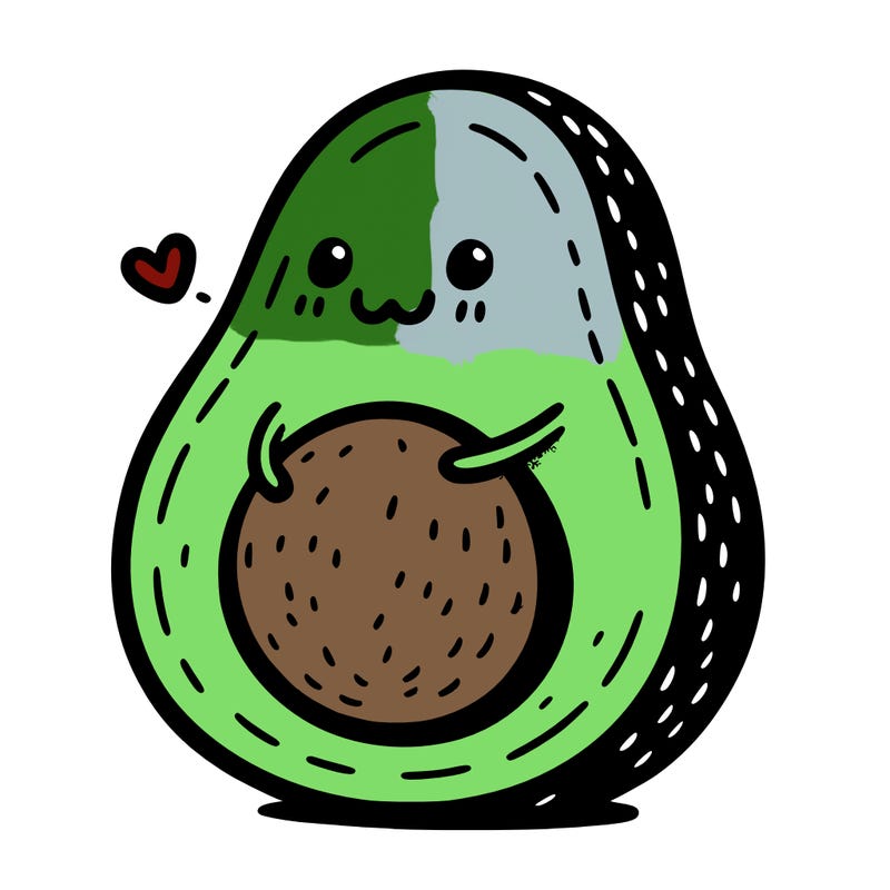 an avocado hugging an avocado