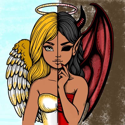 realistic angel half demon