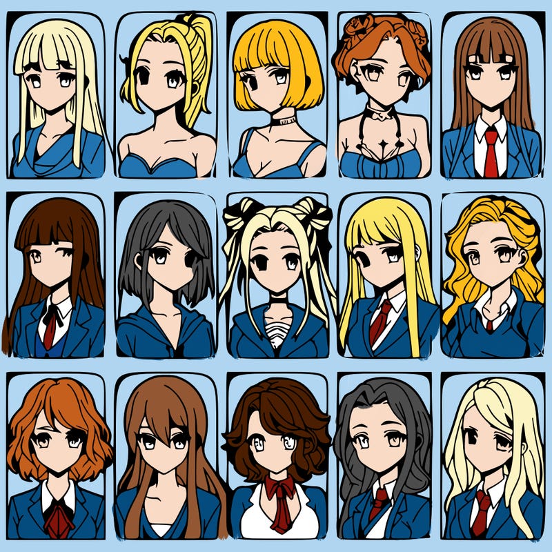 girls that look diffrent anime