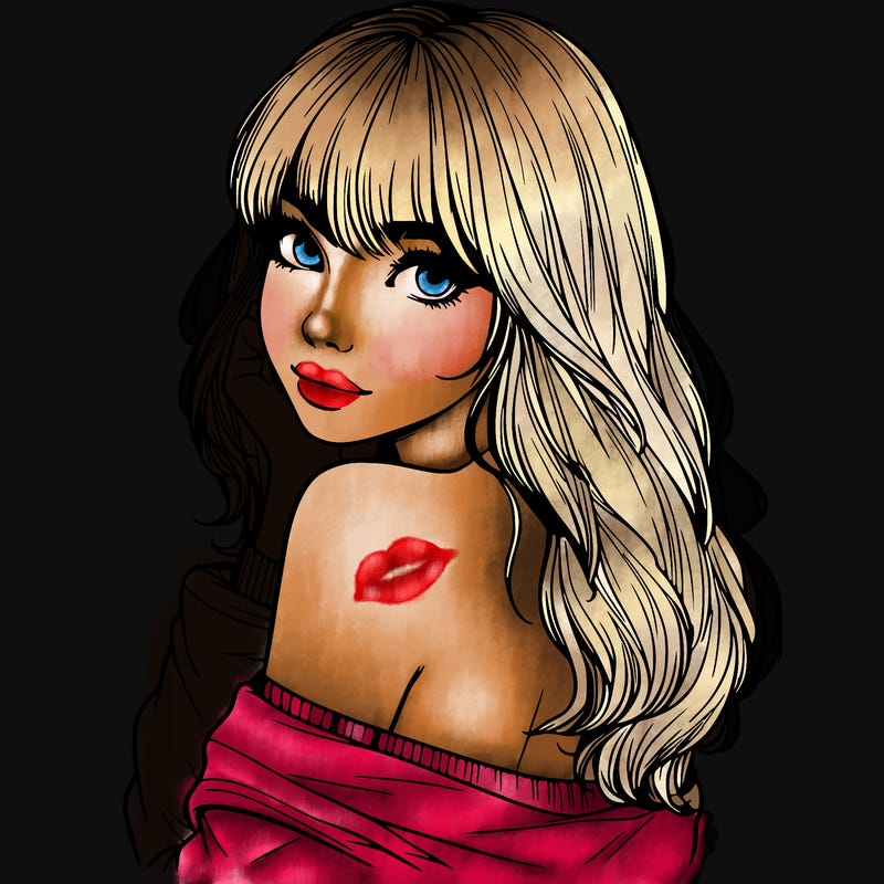 realistic girl with bangs looking over her shoulder