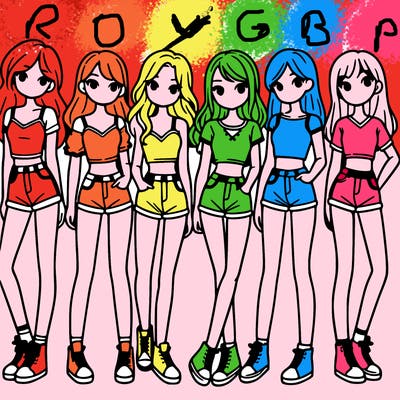 a group of girls wearing crop tops and shorts