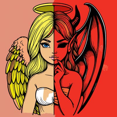 realistic angel half demon