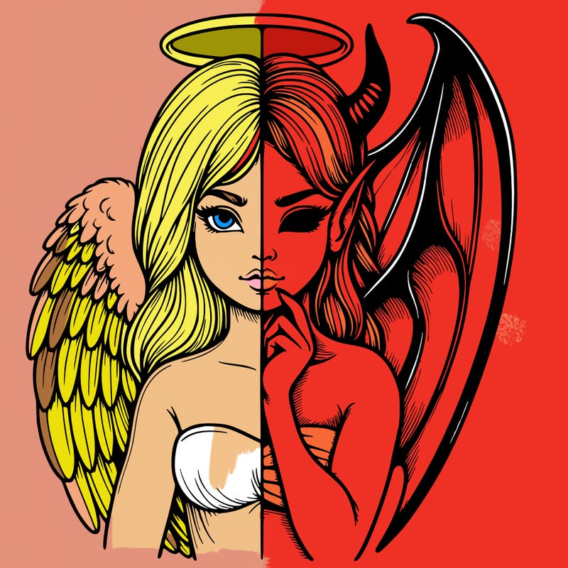 realistic angel half demon