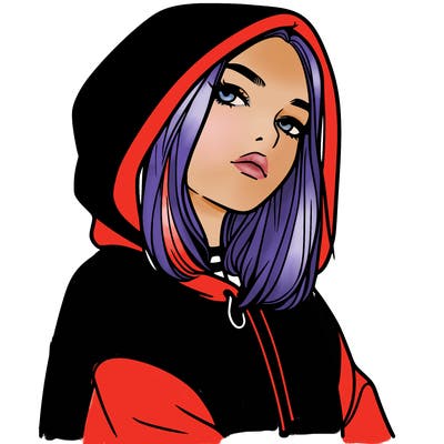 a realistic girl in a hoodie