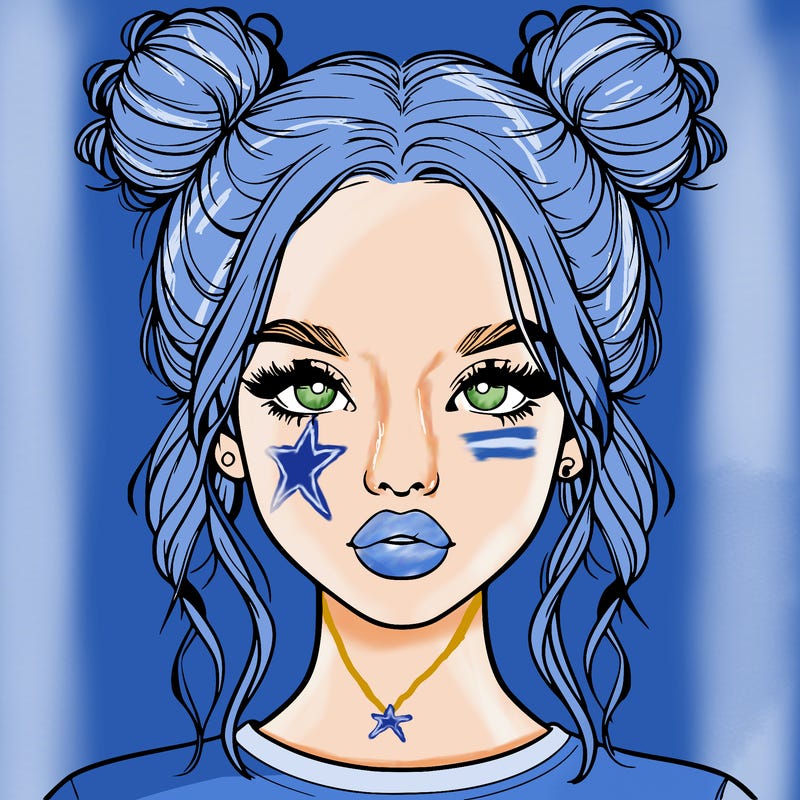 realistic girl with two buns in hair and lips