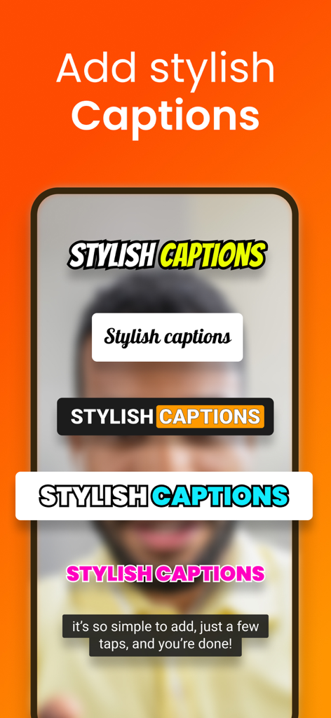 Example of various caption styles available for video editing in the Teleprompter for Video app