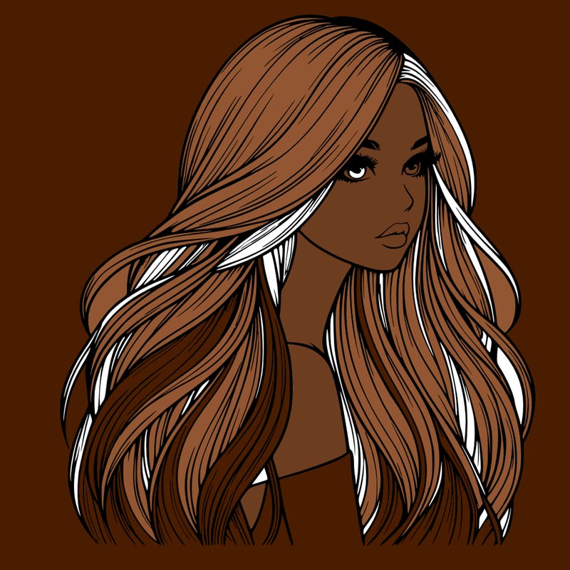 realistic girl with long realistic hair