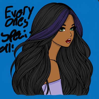 realistic girl with long realistic hair