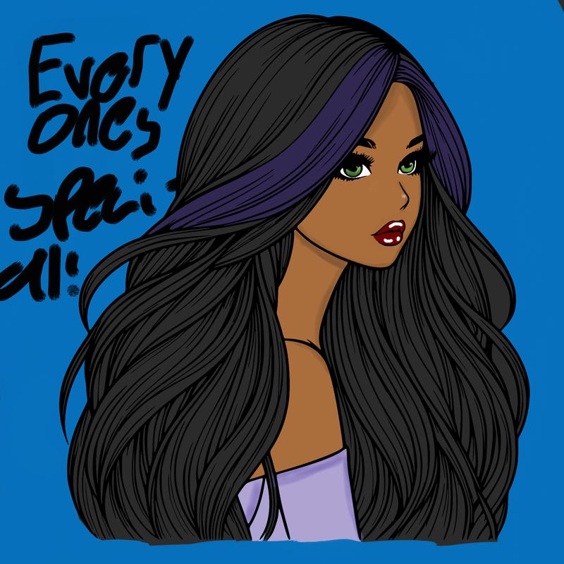 realistic girl with long realistic hair