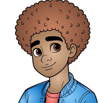 teen boy with afro