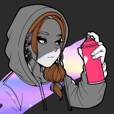 a realistic girl, spray painting