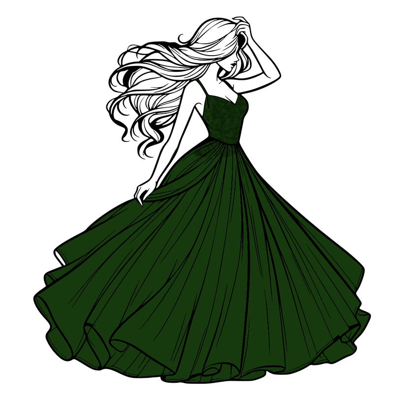 realistic woman with dress flowing in the wind