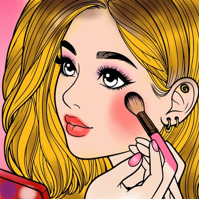 a realistic girl doing her makeup