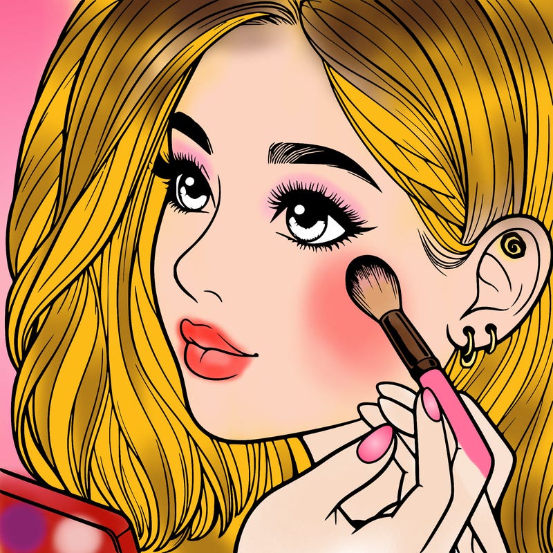 a realistic girl doing her makeup