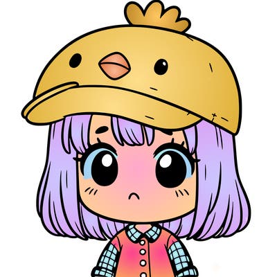 cute girl with chicken hat