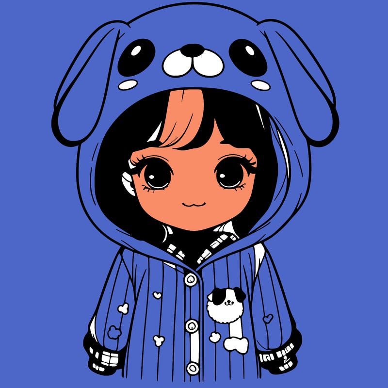 realistic girl in dog pjs
