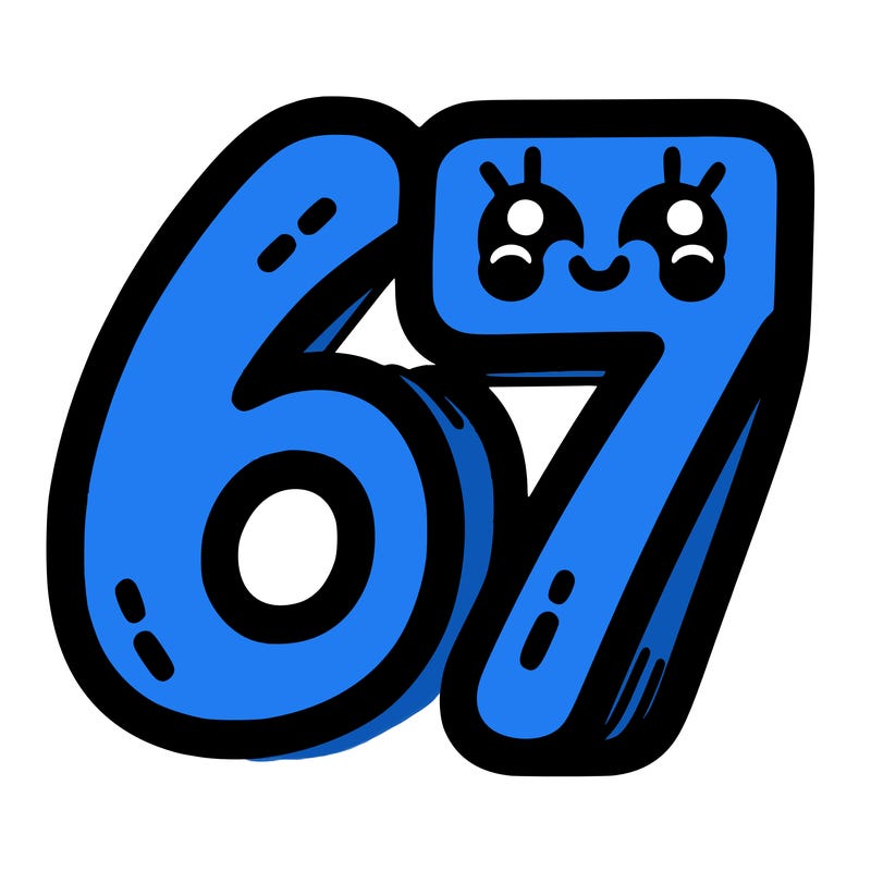the numbers 67