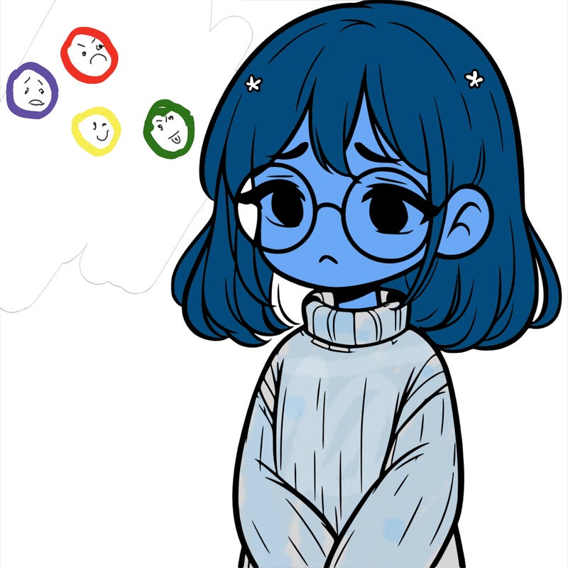 sad girl with glasses in a sweater