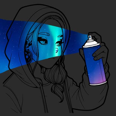 a realistic girl, spray painting