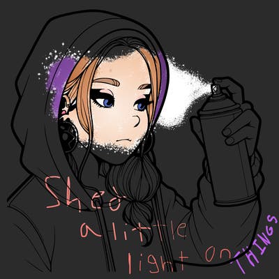 a realistic girl, spray painting