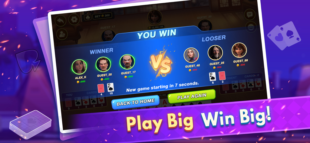 Mindi Multiplayer - Mindi Multiplayer victory screen showing winners and losers in an online card game match