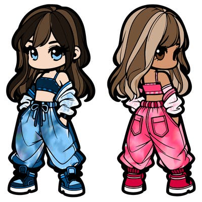 girl in crop top and baggy pants