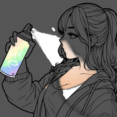 a realistic girl spray, painting