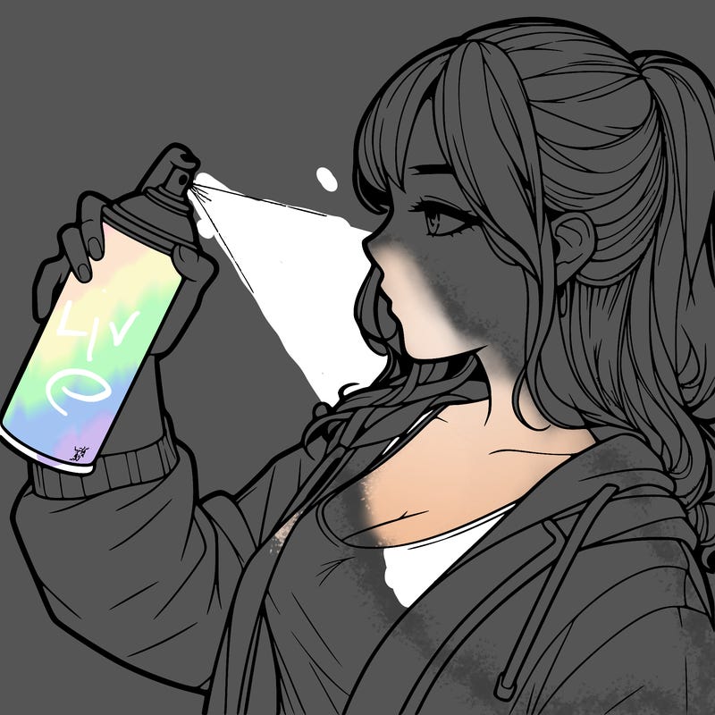 a realistic girl spray, painting