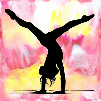 realistic gymnastic hand stand girl in four splits