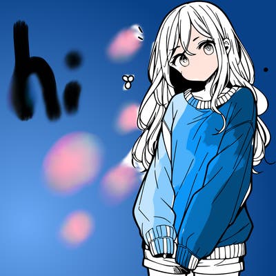 manga teen girl  in a sweater and baggy pants