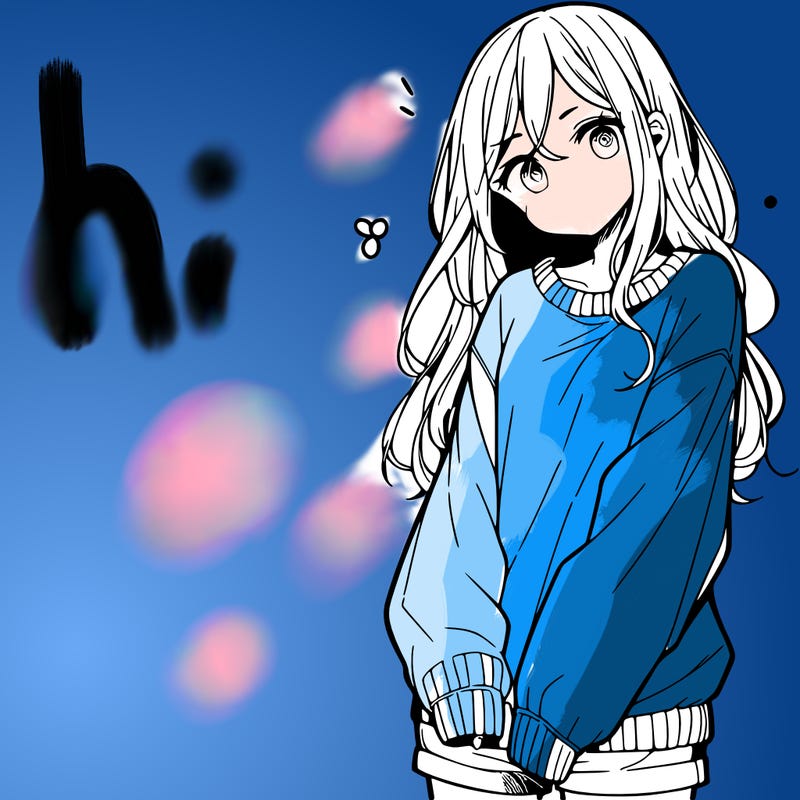 manga teen girl  in a sweater and baggy pants