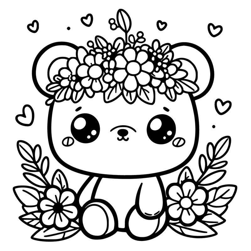 teddy bear chibi with flower crown