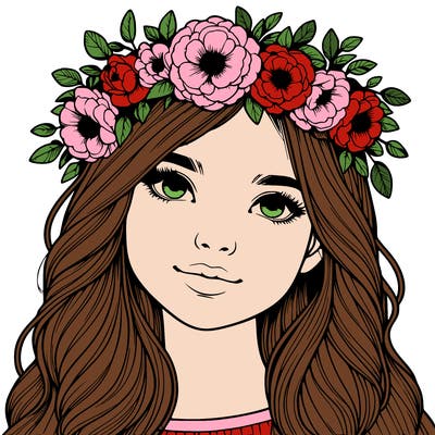 realistic girl with flower crown