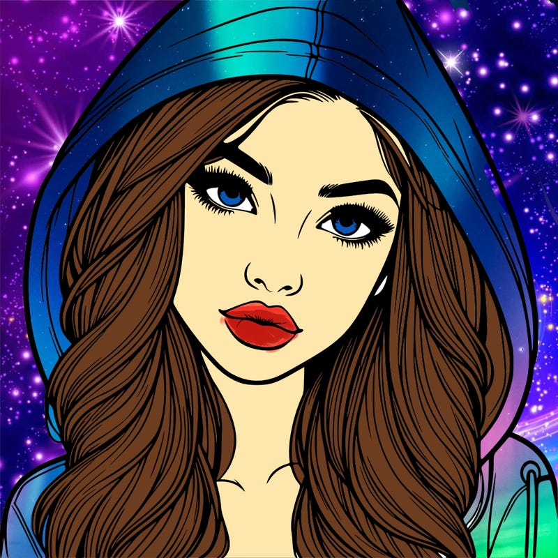 realistic beautiful girl with a hood on