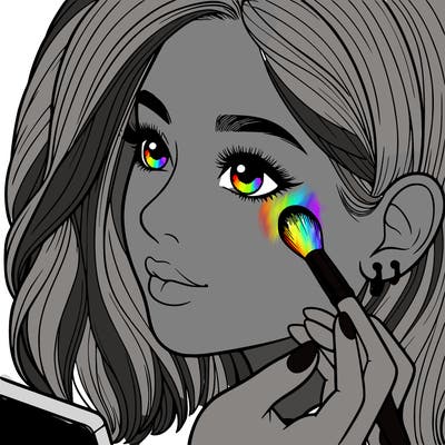 a realistic girl doing her makeup